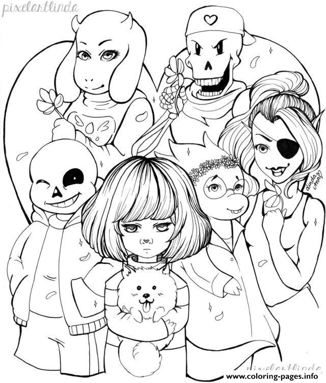 Undertale Valentine S Day Free Lineart By Pixelartlinda  coloring